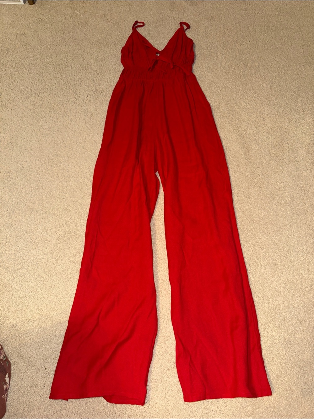 Francesca's Collections Red Sleeveless Wide-Leg Chemise Jumpsuit